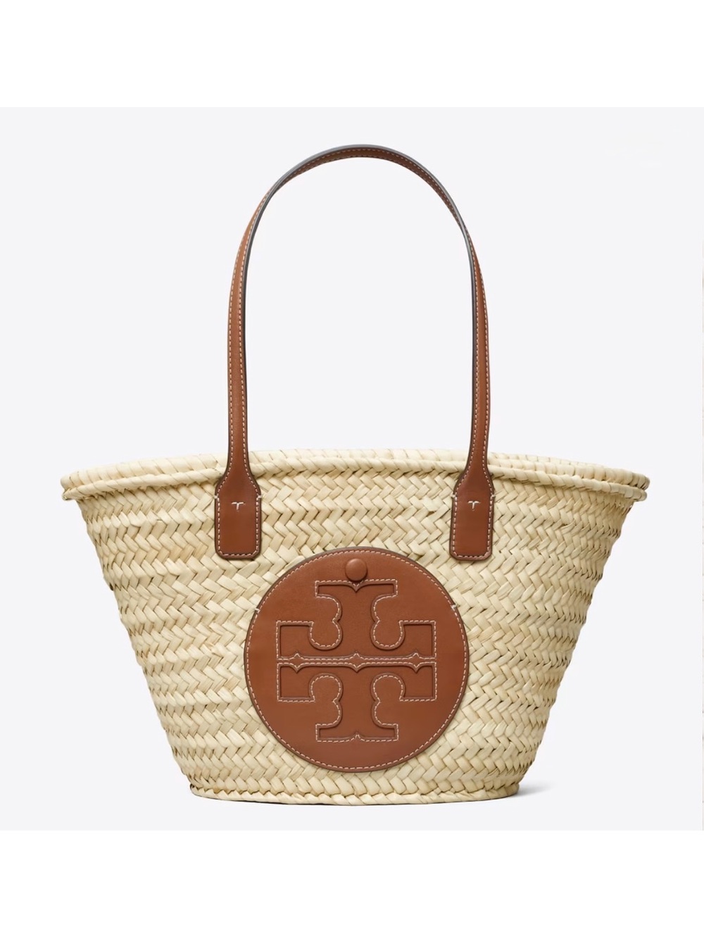 TORY BURCH Ella Straw Basket Tote in Color Natural / Classic Cuoio NWT - Picture 2 of 16
